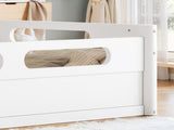 Queen Size Floor Platform Bed with Full-length Guardrails, Low Profile Queen Bed Frame, No Box W1580P438794