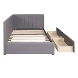 ZUN Upholstered Daybed with 2 Storage Drawers Twin Size Sofa Bed Frame No Box Spring Needed, Linen 55807837