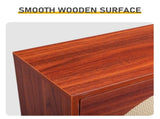 Rattan-covered 3-drawer shoe cabinet, particleboard, 54*24*135 cm, brown 32169845