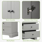 ZUN Storage Cabinet with 2 Doors and 4 Drawers for Bathroom, Office, Adjustable Shelf, MDF Board with WF302825AAE