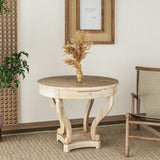 Curved Legs Farmhouse Style Small Size Round Dining Table End Table Side Table Coffee Table for W1435127092