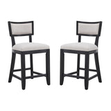 26.5" Counter Stools Set of 2, Upholstered Counter Height Bar Stools with Comfy Back, Solid Rubber 72643.00BGECHOC