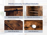 Weathered Brown 58.1" Media Console with Sliding Barn Doors for 23" Fireplace Insert 58084522