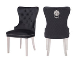 Simba Stainless Steel 2 Piece Chair Finish with Velvet Fabric in Black 808857776211