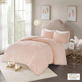 3-Piece Tufted Cotton Chenille Medallion Comforter Set Blush Full/Queen B03597075