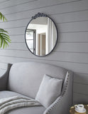 ZUN 30" x 32" Classic Design Mirror with Round Shape and Baroque Inspired Frame for Bathroom, Entryway W2078124101