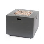 ZUN 33" Outdoor Iron Square Propane Fire Pit, Tank Inside, Brushed Brown - 50,000 BTU 62837.00BRN-50K