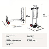 Folding Hand Truck, 2 in 1 Aluminum Design 250-400 lbs Capacity, Heavy Duty Industrial Collapsible 68241134