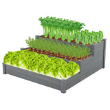 ZUN 48.6 x 48.6 x 21in Raised Garden Bed Horticulture Outdoor Elevated Flower Box Tiered Garden Bed 52757294