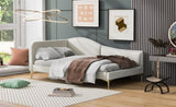 Twin Size Upholstered Daybed with Headboard and Armrest, Support Legs, Beige WF318293AAM