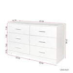 ZUN FCH 6 Drawer Double Dresser for Bedroom, Wide Storage Cabinet for Living Room Home Entryway, White 91140826