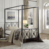 Black Finish Twin Platform Bed Canopy Metal Frame Modern Traditional 1pc B011P207847