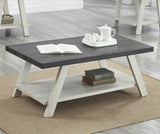 ZUN Athens Contemporary Two-Tone Wood Shelf Coffee Table in Weathered Charcoal and Beige T2574P164647