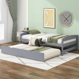 Twin Size Platform Bed with Twin Size Trundle, Gray WF313279AAE
