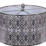 Ashland 63" Contemporary Metal Floor Lamp in Polished Nickel with Laser Cut Metal and White Linen B202P223988