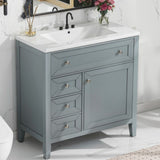 Solid Wood Bathroom Vanity with Ceramic Undermount Sink - 12" Soft-Close Drawer Slides, Flip Bin W2896P318465