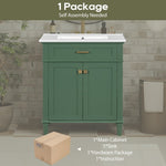 ZUN 30-inch bathroom vanity with ceramic basin, soft close door and adjustable shelves N729P173380F