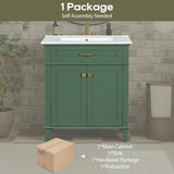 ZUN 30-inch bathroom vanity with ceramic basin, soft close door and adjustable shelves N729P173380F