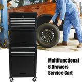 Tool Cabinet on Wheels, 6-Drawer Lockable Rolling Tool Chest w/ 4 Universal Wheels, 2 in 1 W110282271