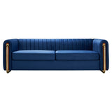 Contemporary Velvet Sofa Couch 84.25''W for Living Room, Blue W57953689
