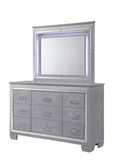 1pc Modern Nine Drawer Dresser Mirror Accents Chrome Hardware Faux Crystal Accent Silver B2741P326189