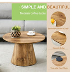 ZUN Natural Wood Grain MDF Round Coffee Table - 25.6" Diameter, 15.7" Height.Natural Wood Grain Texture W2920P232765