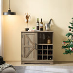 ZUN Wine Bar Cabinet for Liquor and Glasses, Farmhouse Coffee Bar, Cabinet with Wine Rack Barn Door W1758P210362