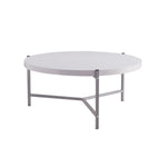 ZUN Essential Round Coffee Table - White and Silver Metal Legs B107131428