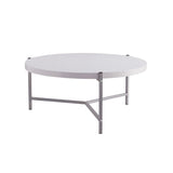 Essential Round Coffee Table - White and Silver Metal Legs B107131428