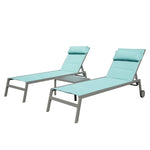 ZUN Outdoor Patio Chaise Lounge Set of 3, Aluminum Pool Lounge Chairs with and Wheels, Textilene Padded W1859P172280