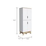 Pamplona Double Kitchen Pantry, Double Door, Four Shelves -Light Oak / White B20092109