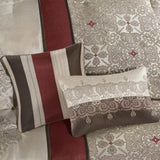 King 7 Piece Jacquard Comforter Set with Throw Pillows B03597222