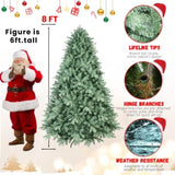 Artificial 8ft Blue green Tint Christmas Tree with 3308 PE/PVC Mixed Branch Tips, memory wireiron 51193728