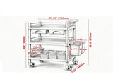 3-Tier Rolling Lab Cart, Mobile Utility Cart with 3 Trays, 4 Silent Wheels & 3 Trash Cans, PP 54275968
