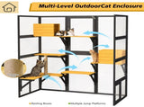 Cat Catio Outdoor Cat Enclosure for Multiple Indoor Outdoor Cats, Large Wooden Walk-in Cat House 75416411