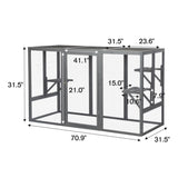 Spacious wooden cat cage with waterproof roof with adjustable pedals suitable - gray black W2181P151919