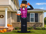 12FT Giant Halloween Inflatable Blow Up Decorations, Pumpkin Man Holding Skull with Built-in LEDs 79482850