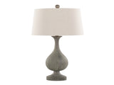 Cipolla Poly 29" Polyresin Table Lamp in Acid Dusty Wood Poly, Antique Soft Brass and Natural Linen B202P224050