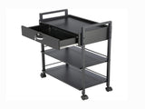 3-Tier Beauty Salon Trolley Cart with Lockable Drawer, MDF Rolling Storage Station, 4 Wheels 11809650