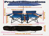 Portable Double Folding Beach Chair Set with Umbrella, 2-Person Outdoor Camping Chair with Cup 67251703