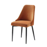 Modern Sleek Design Velvet Fabric Orange Side Chair Set of 2 Black Finish Metal Legs Dining B011134424