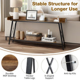 70.9 inch Extra Long Console Table with 2 Power Outlets & USB Ports, Rustic Industrial Sofa Table 55958898