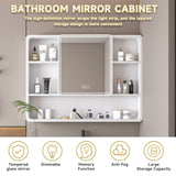 Aluminium Medicine Cabinet Mirror, 35 x 28 Inches Medicine Cabinet with 3 Colors LED Light and W2700P269439