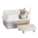 Stainless Steel Cat Box with Lid, Extra Large Pan with High Sides for Big Cats, Kitty 46653088