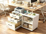 Mobile UnderDesk File Cabinet, Engineered Wood Rolling 3Drawer Office Storage Cabinet with 87393830