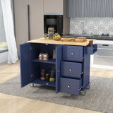 Rolling Mobile Kitchen Island with Drop Leaf - Solid Wood Top, Locking Wheels & Storage Cabinet 52.7 WF287035AAN