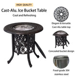 Hand Brushed Patina/Bronze Cast Aluminum, Food Grade 304 Stainless Steel Ice Bucket/Pail Table Set 23002426