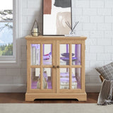 LED Curio Display Cabinet,Antique Display Cabinet with Adjustable Shelves,Retro Design Quality W2275P231692