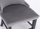 Furniture,Contemporary Velvet Upholstered Wing-Back Barstools with Button Tufted Decoration and 56021290