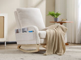 Modern Accent Rocking Chair Rocking Chair with Solid Wood Legs, Upholstered Nursery Glider Rocker, 74675264